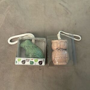 Frog and Owl Soap Set with Rope